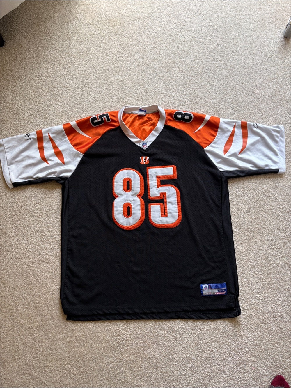Reebok Black and Orange Cincinnati Bengals #85 Game Jersey size 54 Chad Johnson